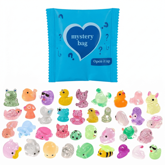 120pc Glow-in-the-Dark Mini Resin Animals, Mystery Blind Bags for Party Favors & Aquarium Decor