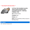 thumbnail image 2 of Left Driver Side Headlight Assembly - without Daytime Running Lamps - Compatible with 2014 - 2020 Ram ProMaster 1500 2015 2016 2017 2018 2019, 2 of 2