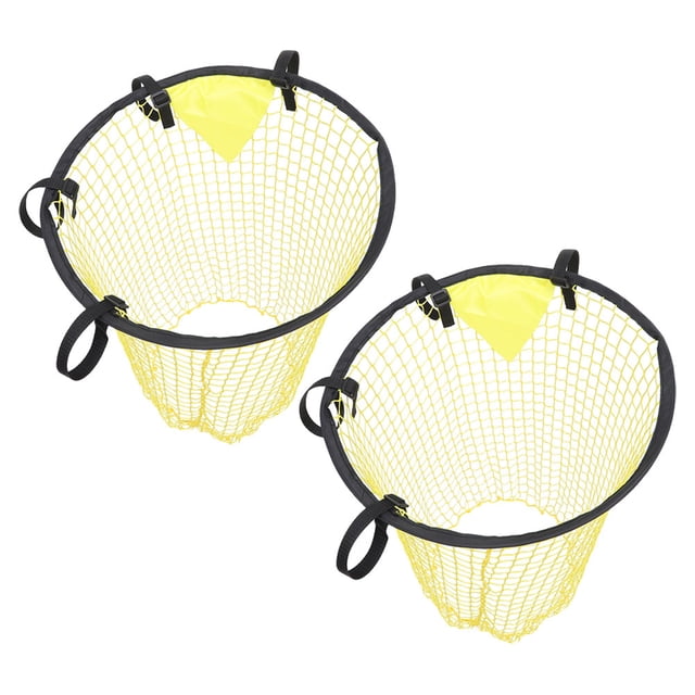 CATIEBYE 2Pcs Portable Soccer Goal Net Yellow Nylon Sturdy Soccer Training Equipment for Accuracy Practice