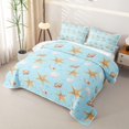 thumbnail image 3 of jejeloiu Ocean Theme Bed Spread Queen Kids,Cute Starfish Seashell Queen Coverlet Set For Girls,3pcs, 3 of 7