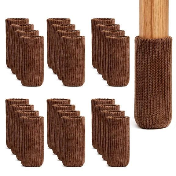 24 Pieces Knitted Chair Leg Socks Thickness Chair Leg Floor Protectors,Brown