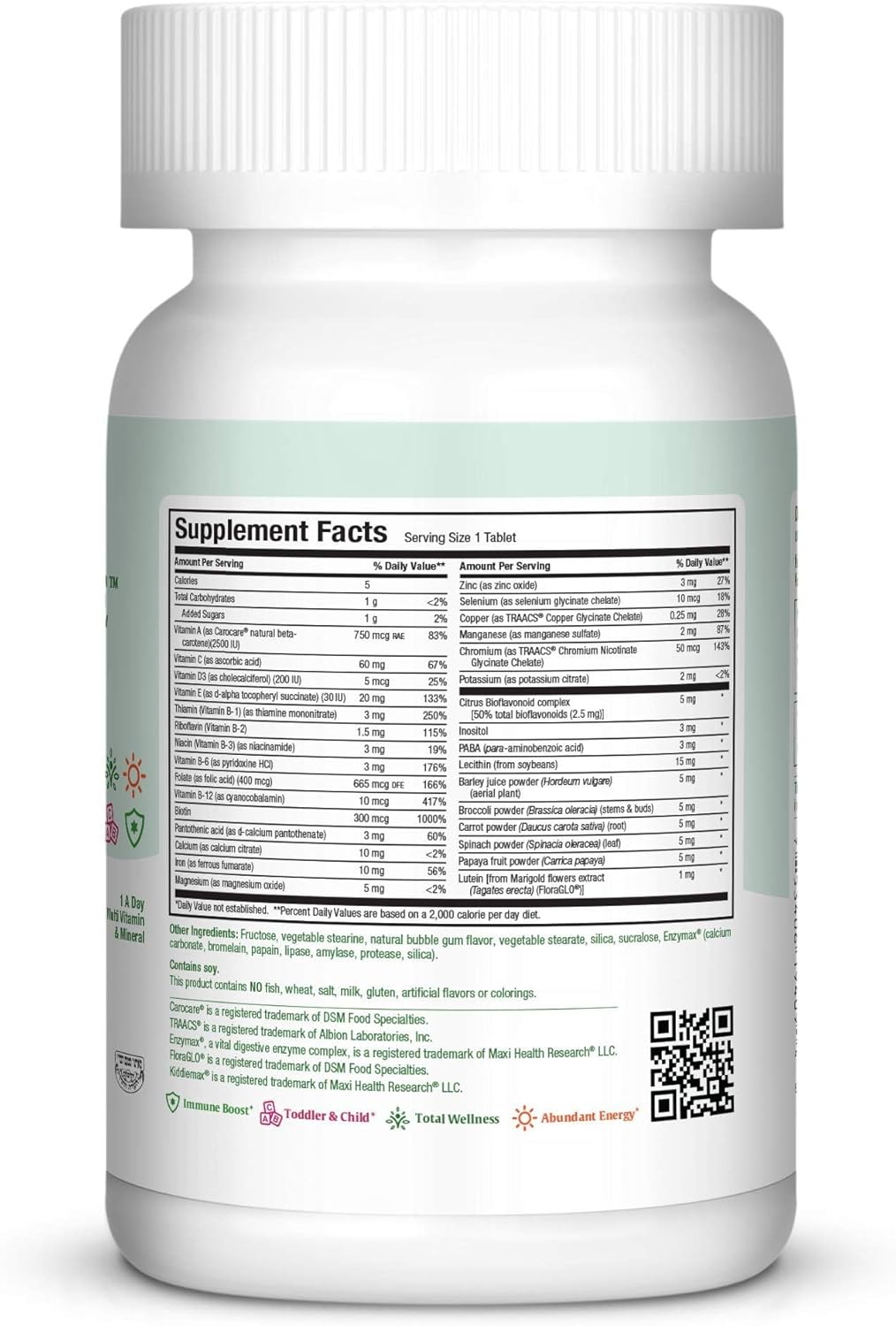 Maxi Health KiddieVite Chewable – Multivitamin for Kids – Immune & Growth Support – Bubble Gum – 90 Ct