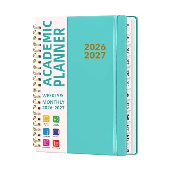 2026-2027 Weekly Monthly Planner, Multicolor, Style B, Organizational notebook for goals, schedules, appointments, study, journaling, home, office and personal planning