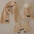 thumbnail image 2 of Atogsazn Baby Boys Girls Winter Knitted Hat Scarf Gloves Set Kids Warm Fleece Lined Hat Scarf Set for Children B-Beige Free Size, 2 of 6