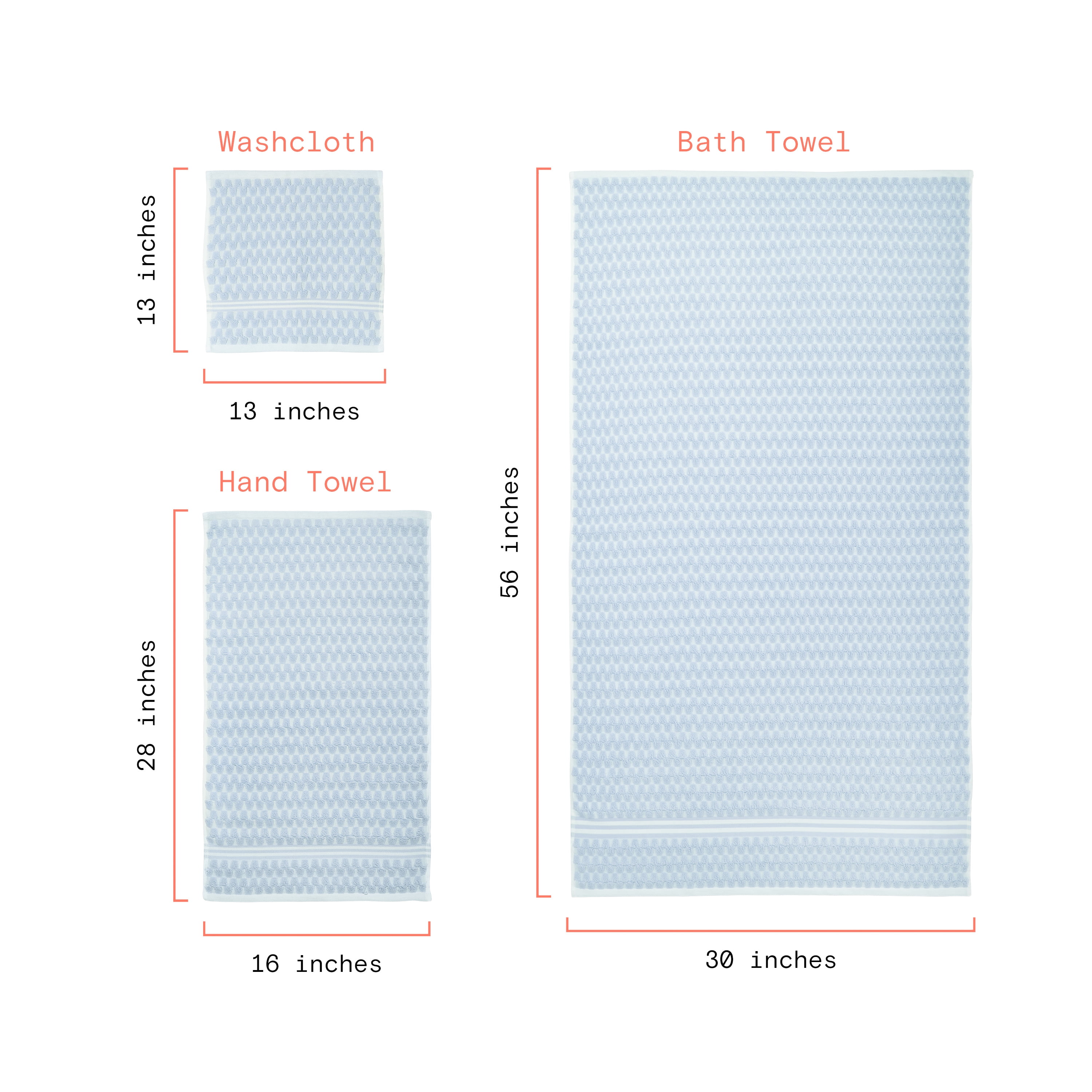 Beautiful by Drew Barrymore 6-Piece Staggered Tile Bath Towel Set, Soft 100% Cotton, Hydrangea