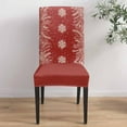 thumbnail image 4 of Chair Covers for Dining Room Set of 6,Merry Christmas Snowflake Texture Stretch Seat Protector Removable Washable Chairs Slipcovers for Kitchen Banquet Wedding Hotel,White Leaves Pine Cone on Red, 4 of 6