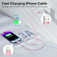 thumbnail image 3 of XUDUO 3 Pack 6FT Cables Compatible with iPhone 14/13/12/11/Pro/XS/Xr/X, Nylon Braided Cord 3A Fast Charging Cable, Pink, 3 of 8