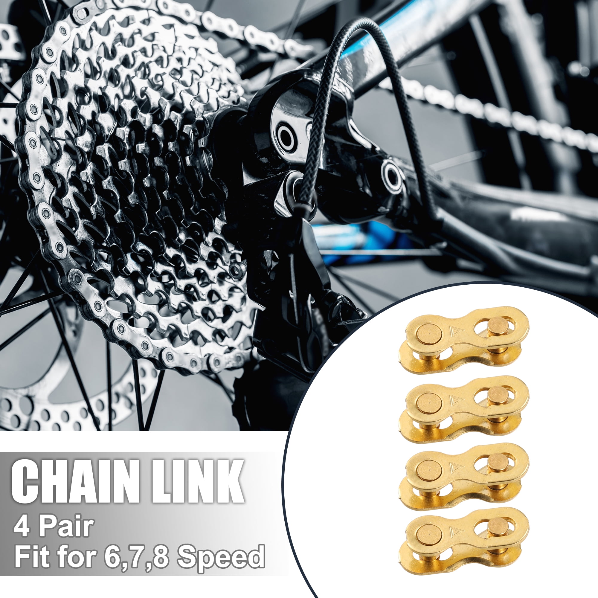 Unique Bargains Chain Master Link Connectors Bicycle Missing Link Gold 4pairs