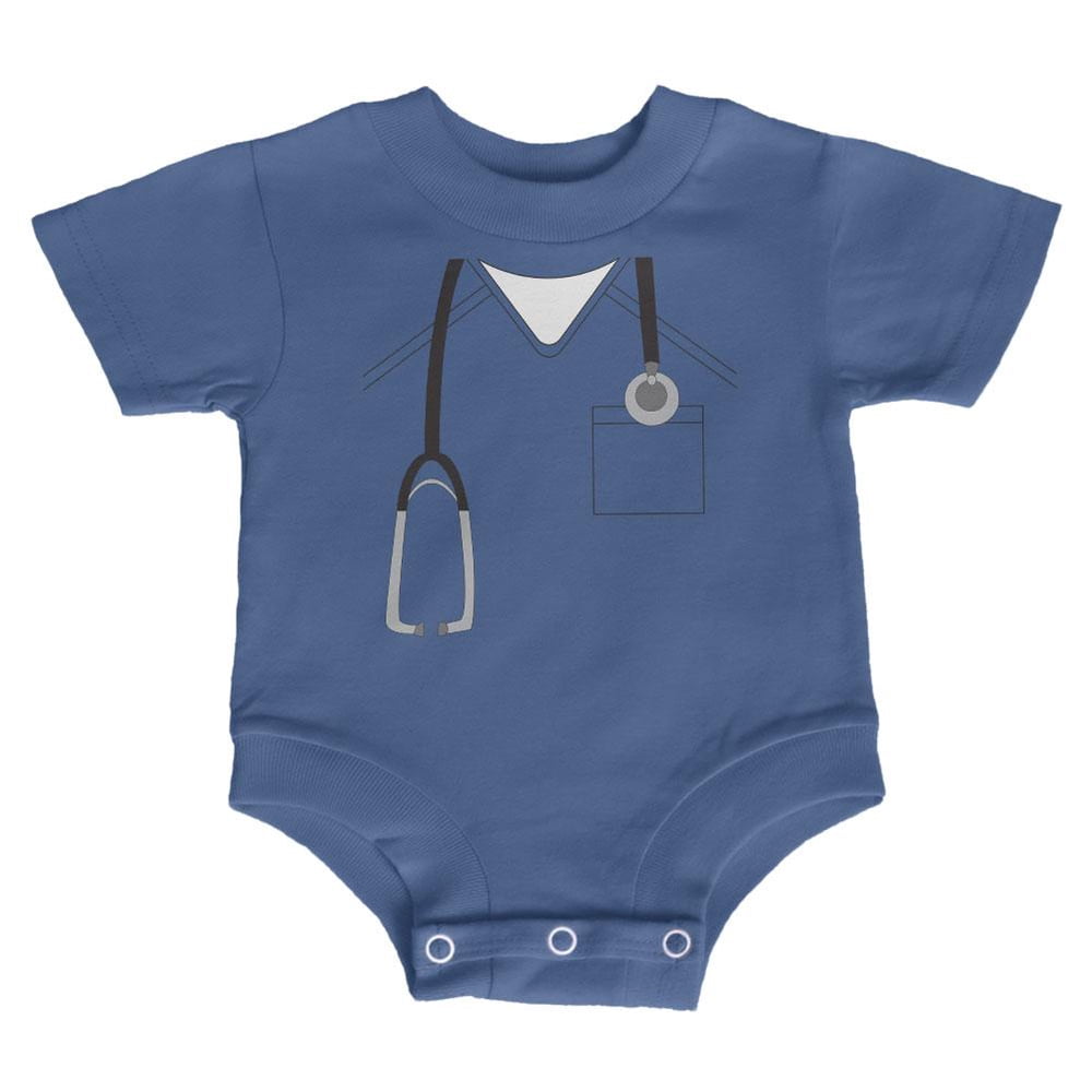Halloween Doctor Scrubs Costume Soft Baby Crewneck One Piece Blue 12