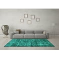 thumbnail image 3 of Ahgly Company Machine Washable Indoor Square Oriental Turquoise Blue Industrial Area Rugs, 8' Square, 3 of 4