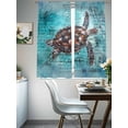 thumbnail image 3 of Coastal Sea Turtle Semi Sheer Window Curtains 72 Inches Long, Blue Nautical Summer Beach Vintage Rod Pocket Voile Silky Chiffon Curtain Light Filtering Drapes for Living Room, 52"x72", 2 Panels, 3 of 9