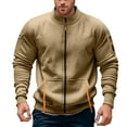 thumbnail image 3 of Mens Warm Sweatshirts Zip Up Jacket Lightweight Athletic Street Running Gym Mens Warm Clothing,Khaki,S, 3 of 6
