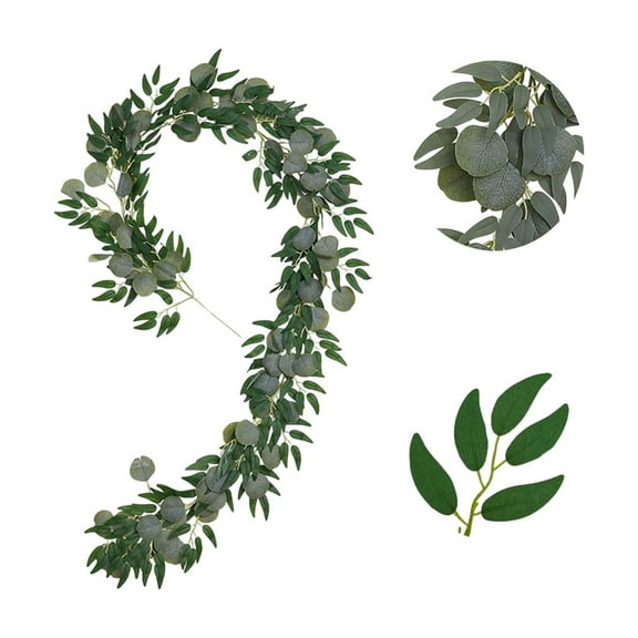 geerera Artificial Eucalyptus Garland, Willow Leaf Vine, 6.5 Ft Artificial Greenery for Wedding Arch, Home Decor, Party Table Runner