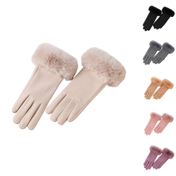 YABCSAZ Winter Ski Gloves Warm Fleece-Cuff Embroidered Windproof Casual Cycling Gloves for Men Women, Thickened Cold-Resistant, for Driving, Gray