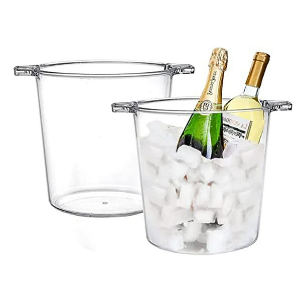 2 Pack Ice Bucket, 5L Large Clear Plastic Drink Bucket Beverage Storage