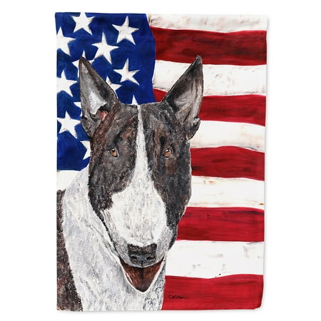 - Bull Terrier USA American Flag Flag Canvas House Size