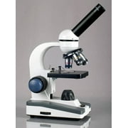 AmScope 40X-1000X Portable Student Compound LED Microscope - All-Metal + Optical Glass Lens + Blank Slides and Cover Slips