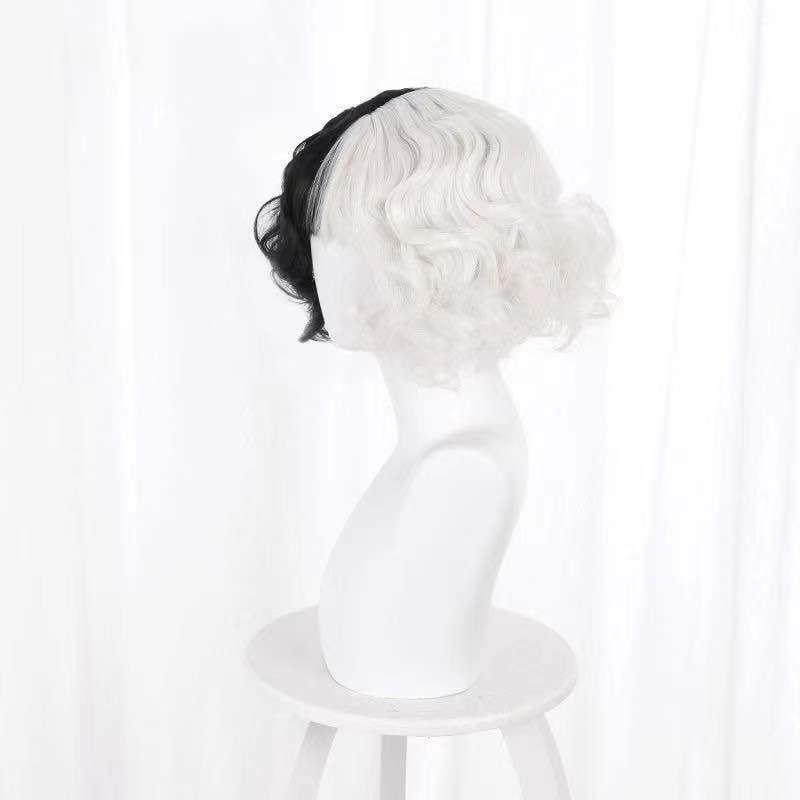 Tuscom Half Black And Half White Short Curly Cosplay Wig Girls Short Hair Walmart Com Tuscom Half Black And Half White Short Curly Cosplay Wig Girls Short Hair Walmart Com