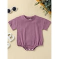 thumbnail image 2 of Baby Boy Girl Solid Shirt Bubble Romper Oversized Short Sleeve Onesie Unisex Newborn Outfit, 2 of 8