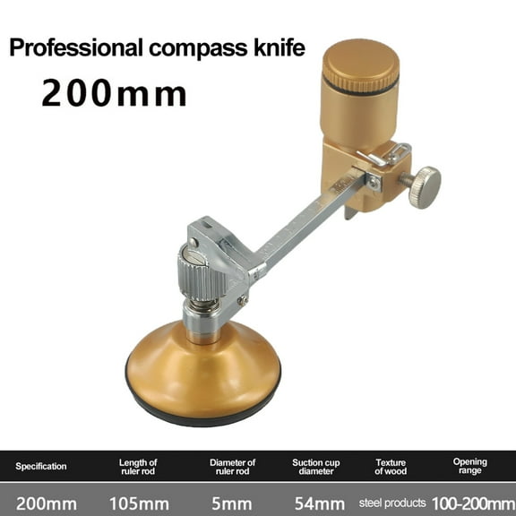 RANMEI 1Pcs Glass Cutter Professional Circular Glass Cutter Cutting With Round Handle Suction Cup Tool 200/300/400Mm Construction Tools