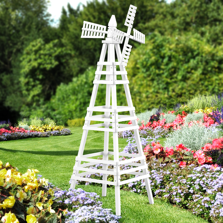 Ktaxon 6.6FT Wood Windmill Backyard Garden Decoration Weathervane