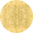 thumbnail image 1 of Ahgly Company Machine Washable Indoor Round Oriental Brown Modern Area Rugs, 5' Round, 1 of 4
