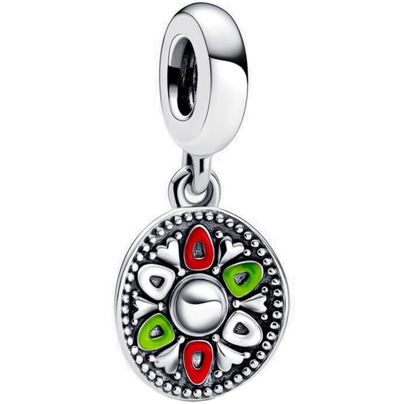 925 Sterling Silver Colorful Enamel Floral Dangle Charm for Bracelet Charms Bangle Pendant Jewelry