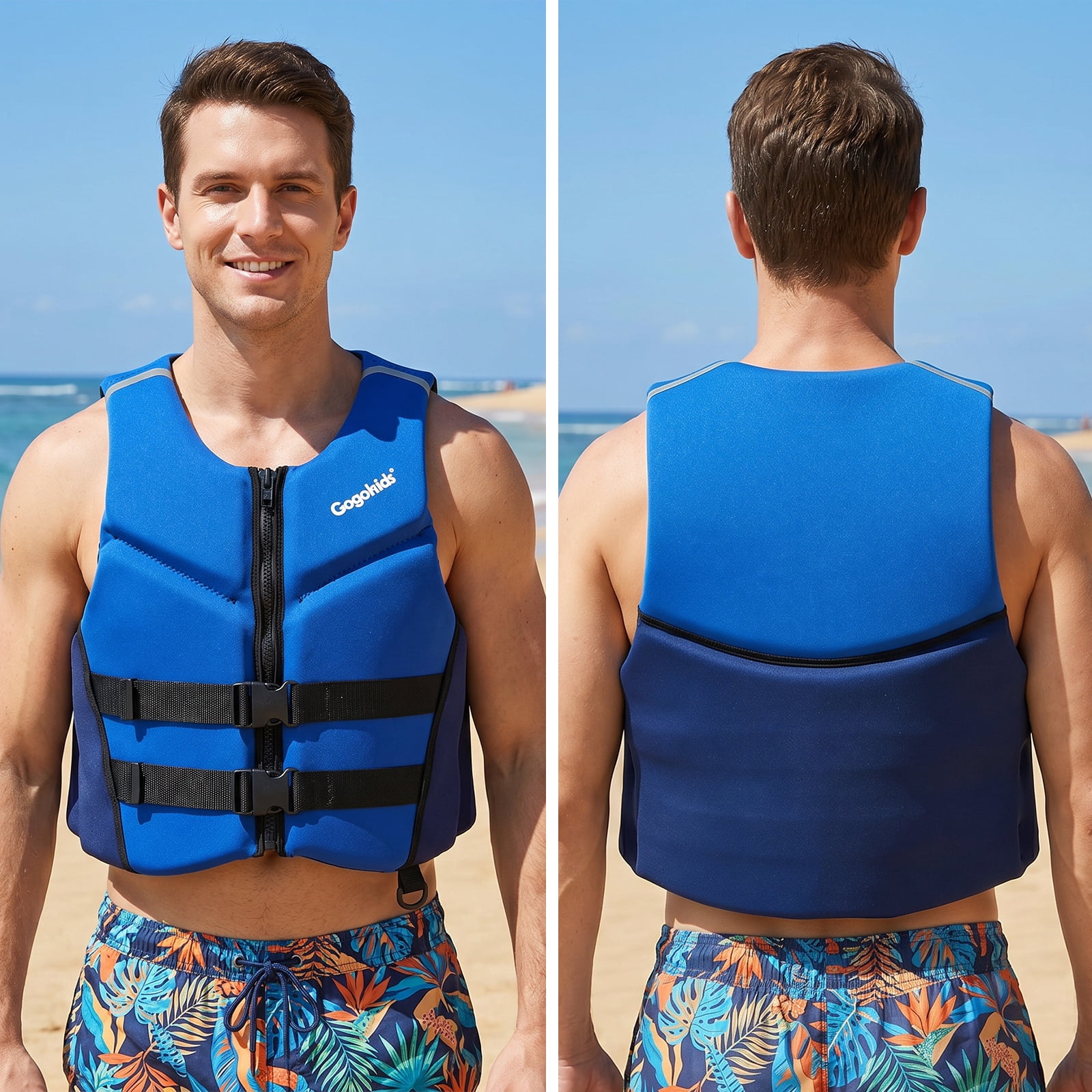 Gogokids Life Jacket Swim Vest for Adult Women men,Foldable Buoyancy Vest with Dual Safety Straps,Float Jacket for Boating,Kayaking,Swimming,Paddle and Fishing