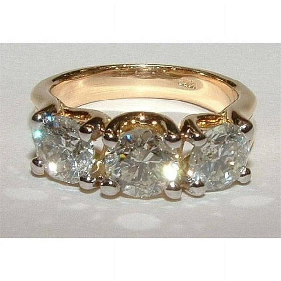 3 CT Diamond 3 Stone Engagement Ring, 14K Yellow Gold - Size 6.5