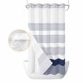 thumbnail image 2 of Navy Blue Stripe No Hook Shower Curtain Waterproof,Bathroom Curtains with Snap in Liners and See Through Top Window,Modern Rustic Horizontal Blue Striped Hotel Style Bathtub Curtains Shower 36"Wx78"L, 2 of 8