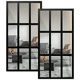 thumbnail image 3 of TZGSONP 26cm x 46cm / 22cm x 44cm Black Vintage Rectangle Windowpane Wall Mirror Set, Set of 2, 3 of 8