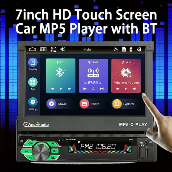 Touch Screen 12V Car Stereo Bluetooth FM Radio MP5 Audio radio cassette player USB/TF 1 DIN Autoradio 7 inch Mirror Link Carplay