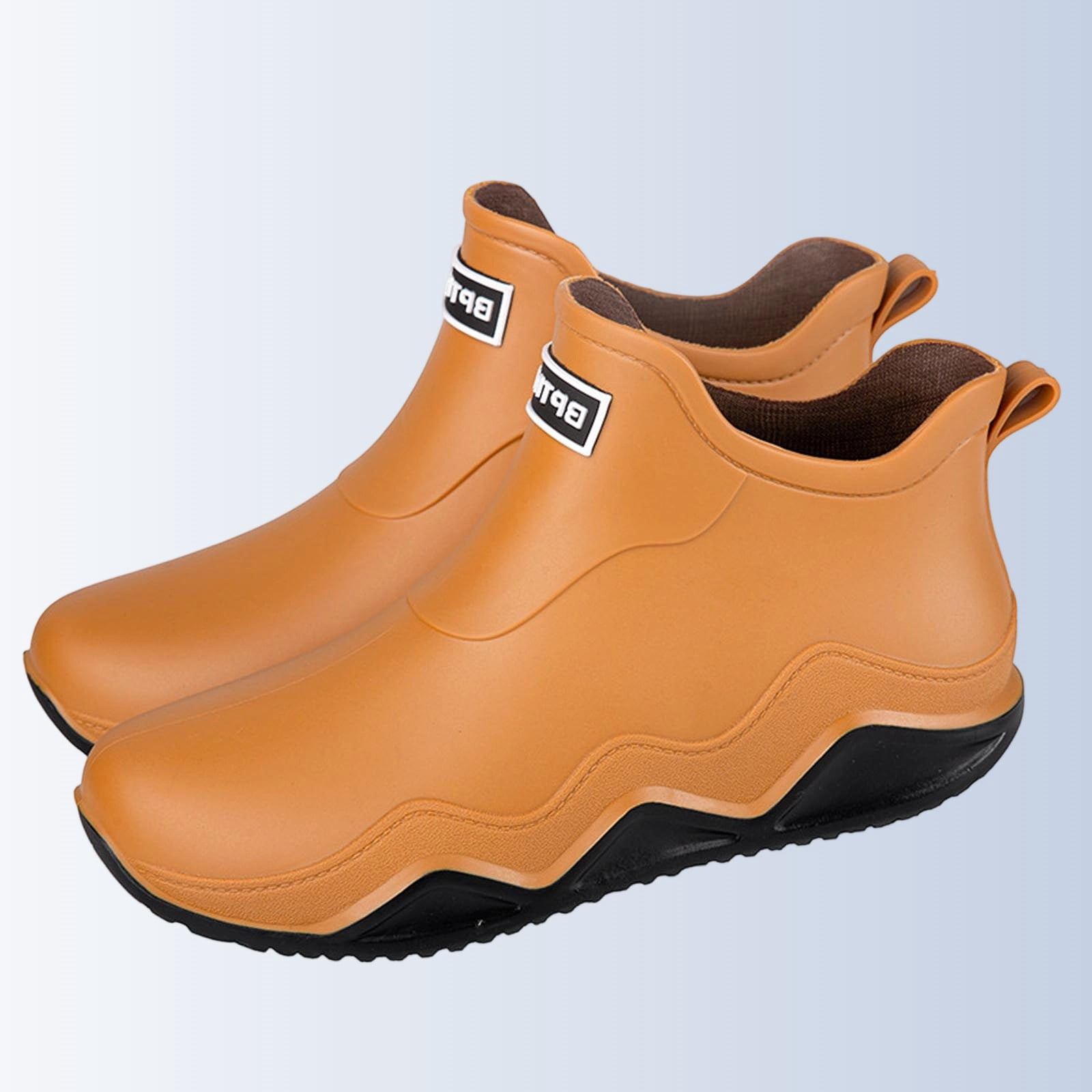 Wensltd Unisex Couple Rain Boots Short Ankle Waterproof Letter Print Women Men Rubber Boots for Outdoor Wear