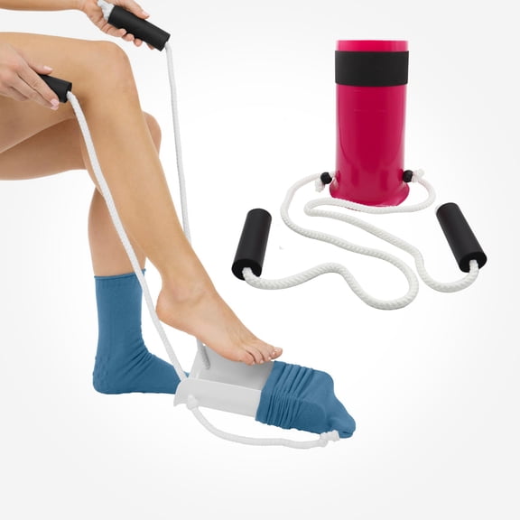 Adjustable Sock Aid Tool Plastic Dressing Helper with Pull String No Need to Bend Over for Seniors and Pregnant Women