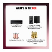 Sony 2-Channel Stereo Receiver with SS-CS5M2 Bookshelf Speakers (Pair, Black) and Accessories Bundle (5 Items)