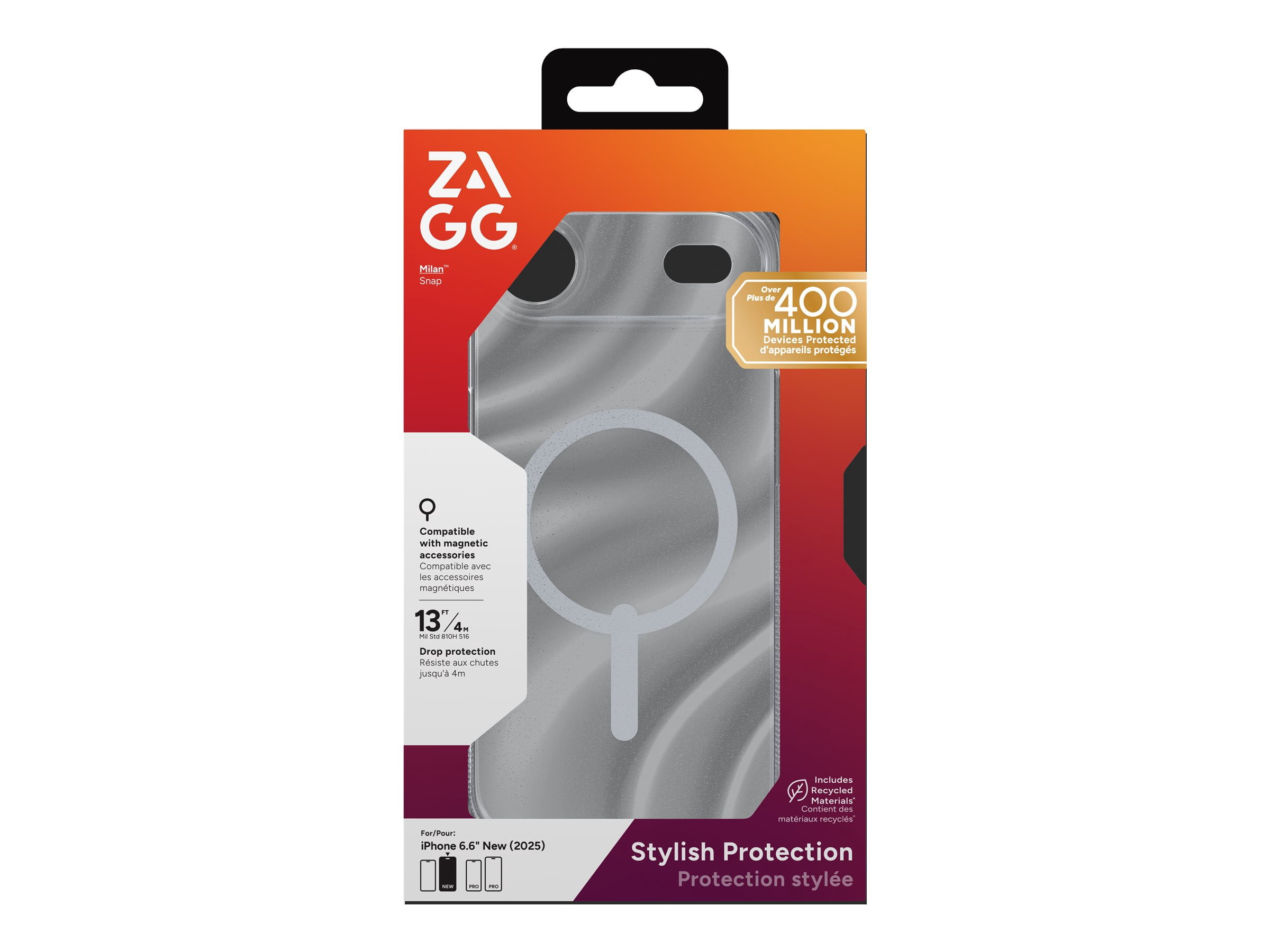 ZAGG Milan Snap - Back cover for cell phone - MagSafe compatibility - graphene - swirl glitter - for Apple iPhone Air