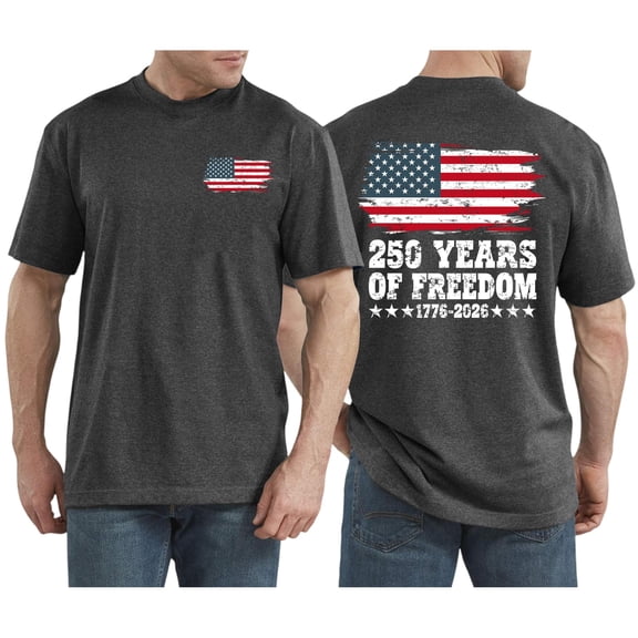 Havenx American Patriotic T Shirts for Men Short Sleeve Crewneck Shirt American Flag Design T-Shirt Cross Patriotic 250 Years Of Freedom Top,Light Gray 2XL