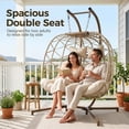 thumbnail image 3 of RADIATA Double Egg Chair with Stand, 2 Person Egg Chair Outdoor Swing for Patio Garden, Handwoven Wicker Swing Egg Chair with 5-Inch Thick Cushion, 670lbs Capacity,Beige, 3 of 10