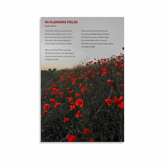 In Flanders Fields Poem Poster by John 1 Mccrae Poem Posters (4) Canvas Painting Posters And Prints Wall Art for Living Room Bedroom Decor