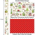 thumbnail image 3 of Christmas Wrapping Paper, Christmas City Skier Wrapping Paper, Watercolor Blush and Green Paris Apartments Pattern Holiday Gift Wrp for Winter Celebrations, Party (Mini Roll, 17Inch x 33Feet), 3 of 7