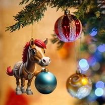 Holloyiver Christmas Ornaments 2023 Horse Merry Christmas Acrylic Hanging Ornaments Pony Girl Kid Pendant Horse Memorial Collectible Gift Tree Decoration