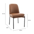 thumbnail image 4 of Wovenbyrd Bentley Modern Dining Chair, Curved Back, Metal Frame, Indoor - Camel Brown Faux Leather, 4 of 11