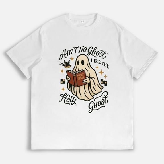 Womens Holy Ghost Graphic Tee Religious T Shirt Tops Breathable Short Sleeve Round Neck White S-5XL