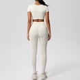 thumbnail image 5 of Telankuip 2 Piece Yoga Sets for Women Solid Color Stretchy Breathable Yoga Running Gym Fitness Short Sleeve Crop Top with High Waist Leggings Two Piece Workout Outfits White XL, 5 of 5