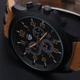 thumbnail image 4 of Reloj de cuarzo para hombre, relojes para hombre, reloj de pulsera de cuarzo analógico de cuarzo con fecha de cuero militar para hombre, 4 of 5