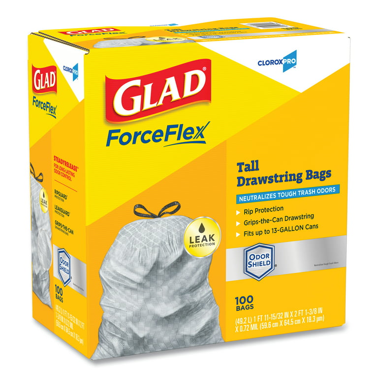 Glad® CloroxPro™ 13 Gal. Tall Kitchen Drawstring Bag - 100 ct. Box