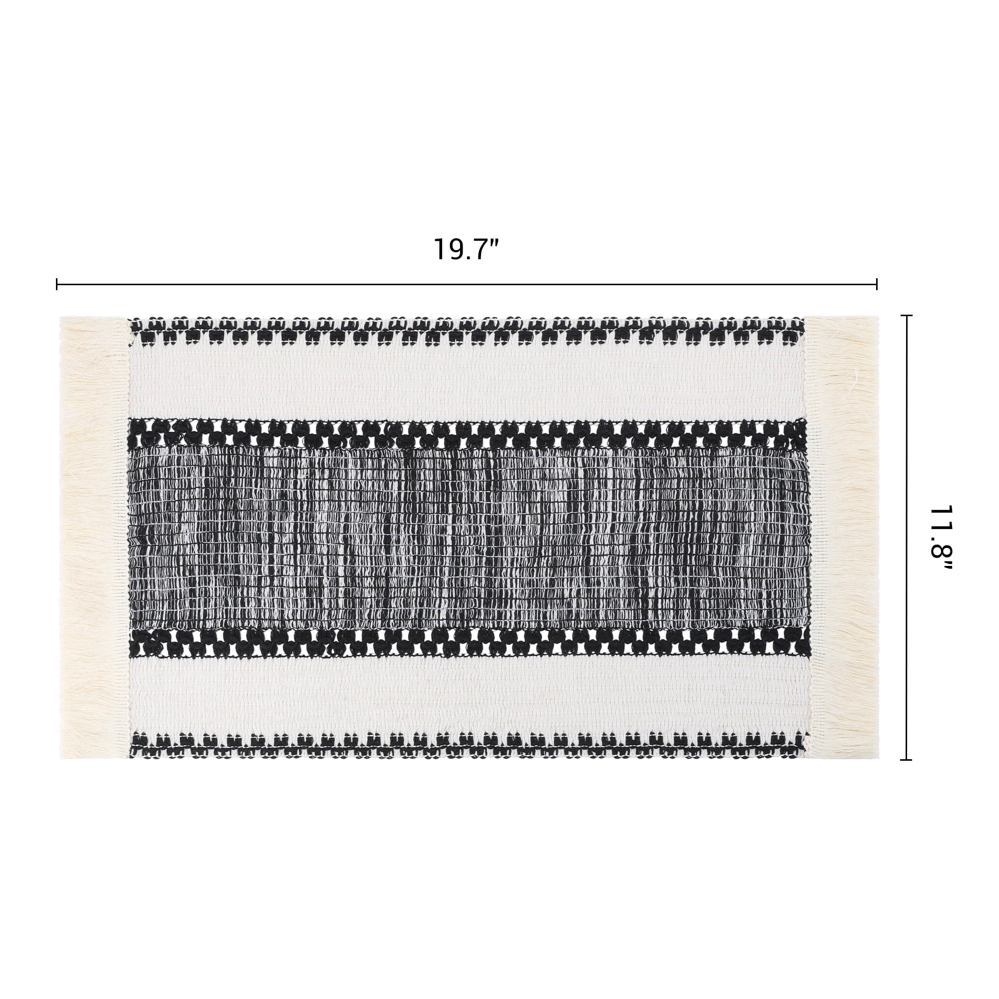 Unique Bargains Farmhouse Placemats 6pcs Placemats Black 19.7"x11.8"