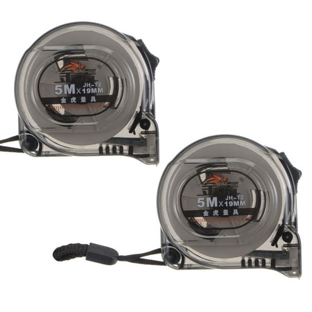 

2 Packs Self-Lock Tape Measure 5M Steel Measuring Tape 19mm Wide Transparent Polycarbonate PC Plastic Case