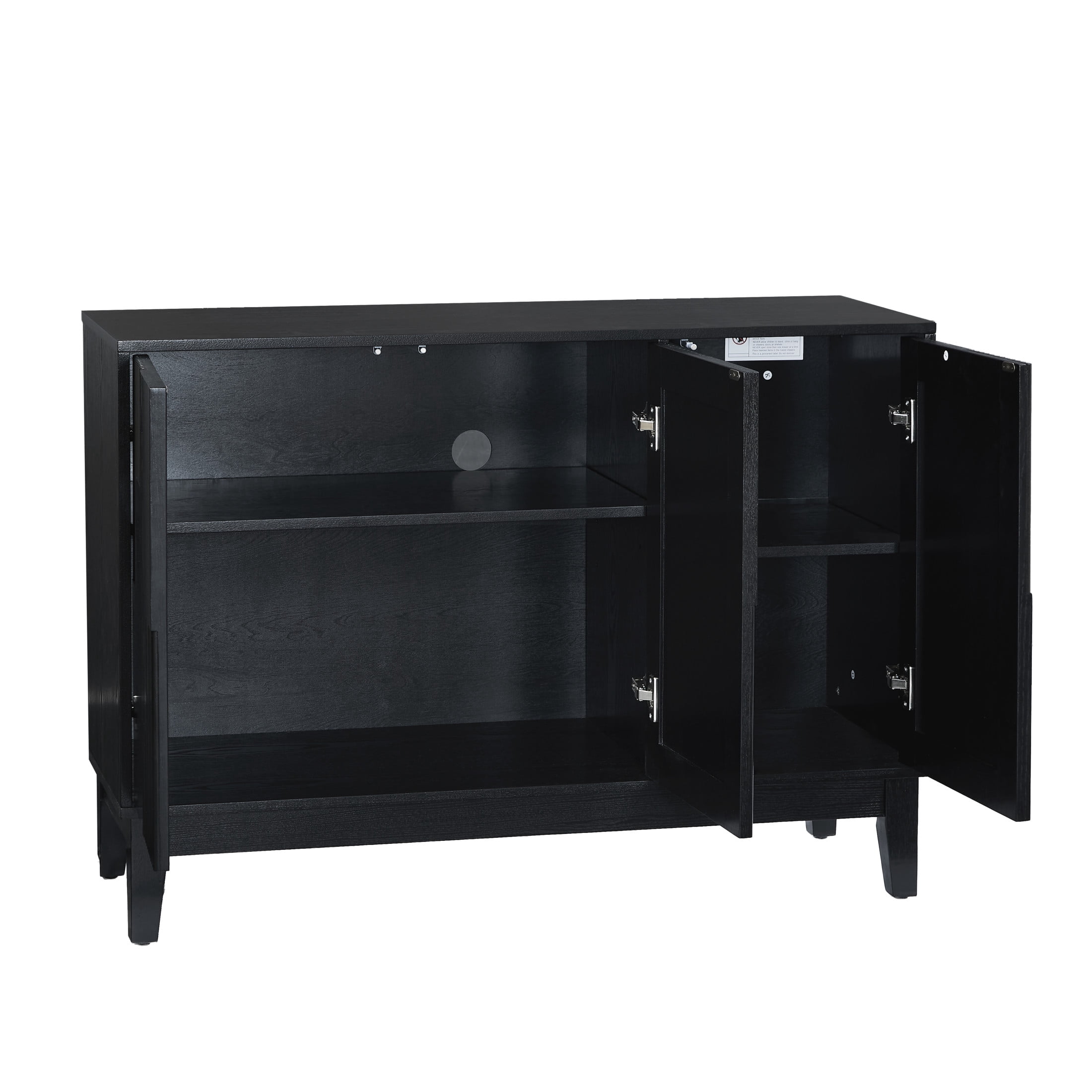 GDF Studio 44.3" Mid Century Modern Sideboard Buffet Cabinet with Storage, 3 Doors, Adjustable Shelves, Black