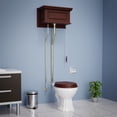 thumbnail image 2 of Cherry Wood Finish High Tank Pull Chain Toilet Wooden Raised Tank Round Rear entry White Porcelain Bowl and Brass L Pipes Adjustable Height 70"- 74" w/Hardware Renovators Supply, 2 of 11